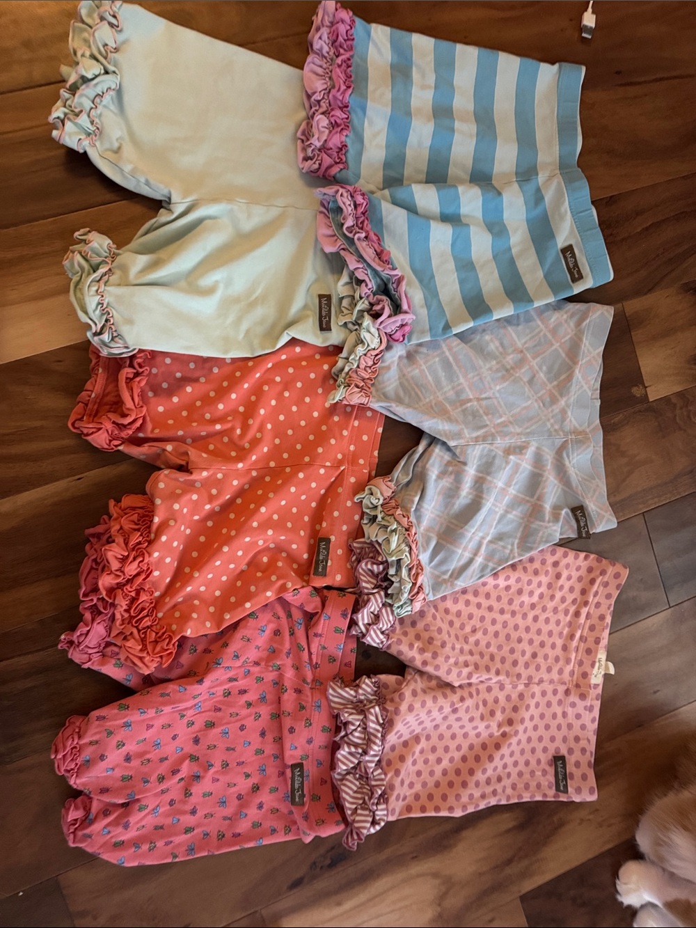 Matilda Jane Shorts Bundle– 6 Assorted Pink, Coral, Blue & Cream Ruffled Styles